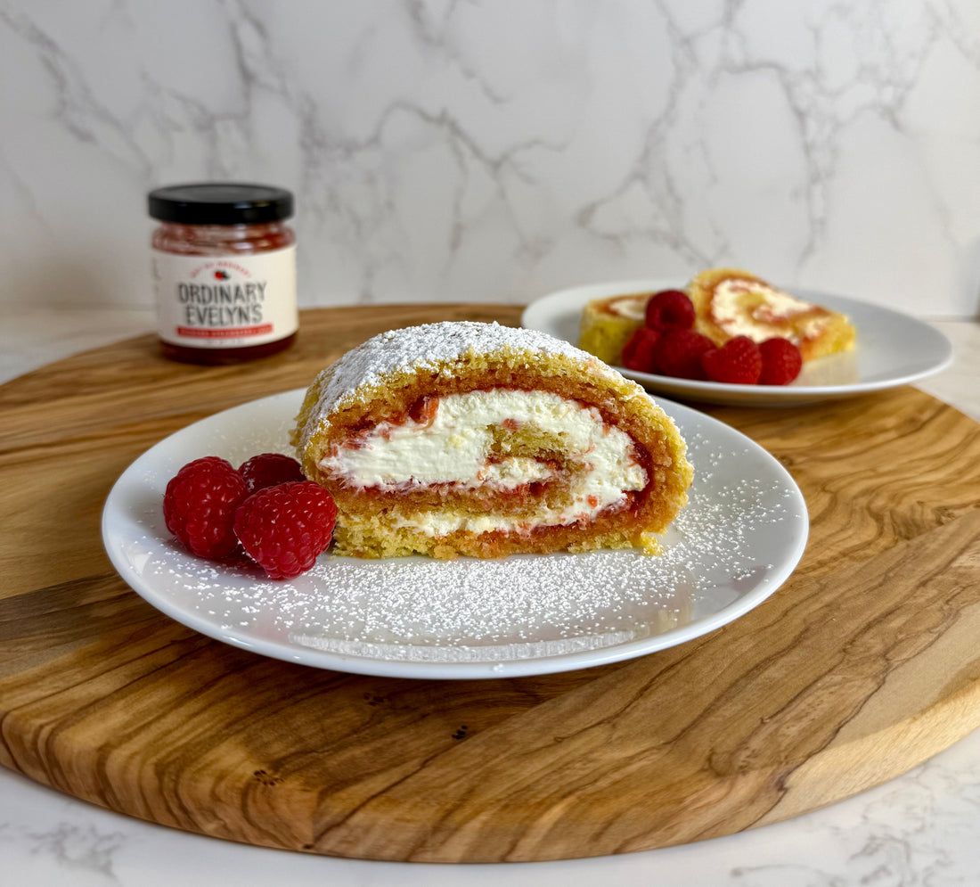 Strawberry Rhubarb Swiss Roll with Lemon Mascarpone Cream